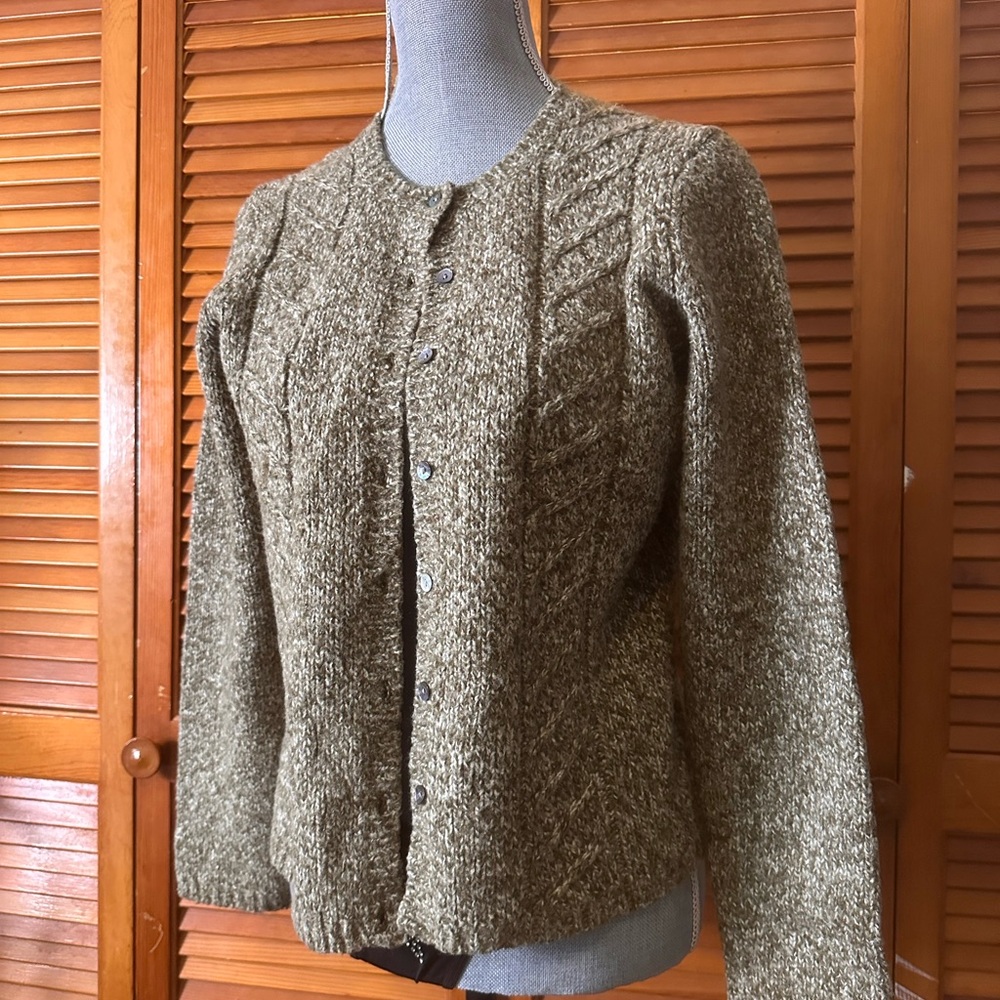 Rena Rowan Cable Knit Sage Green Cardigan